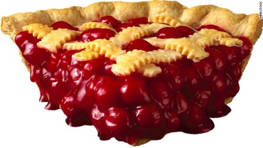 Photo of a slice of cherry pie.